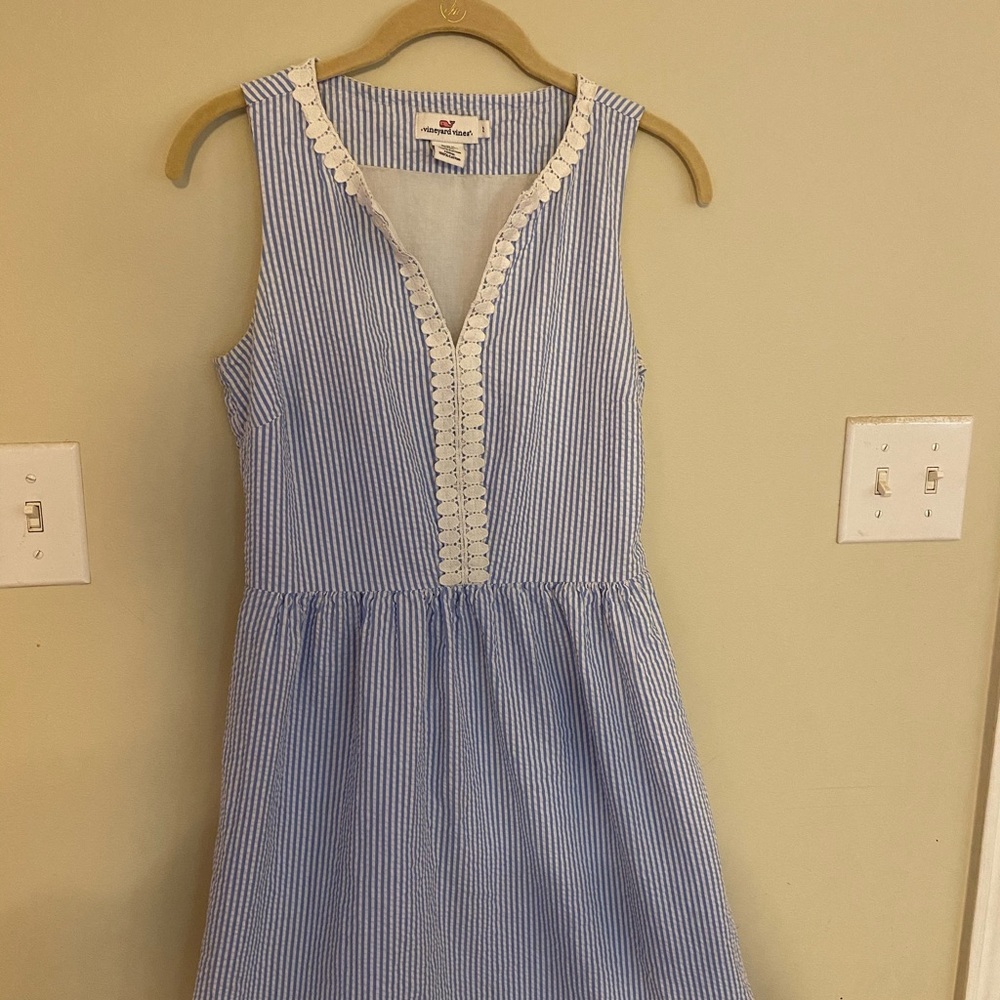 Vineyard Vines Blue Seersucker Stripe Dress
